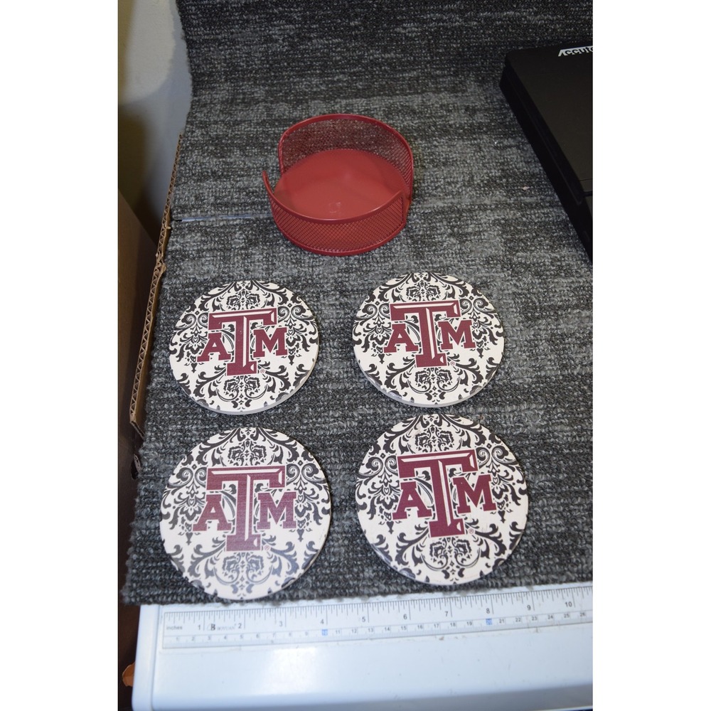 Texas A&M University Aggies Cork Back Drink Large 4.25"Coasters Set 4 ATM